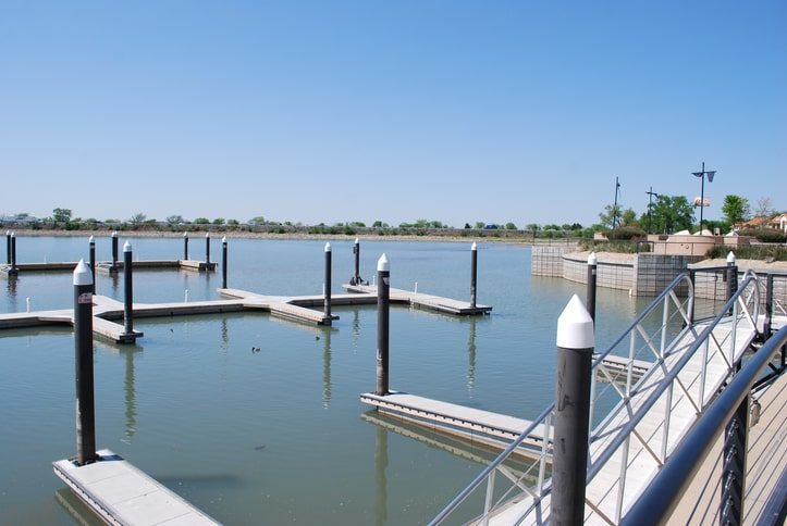 A dock at Ray Hubbard Lake in Garland, TX.