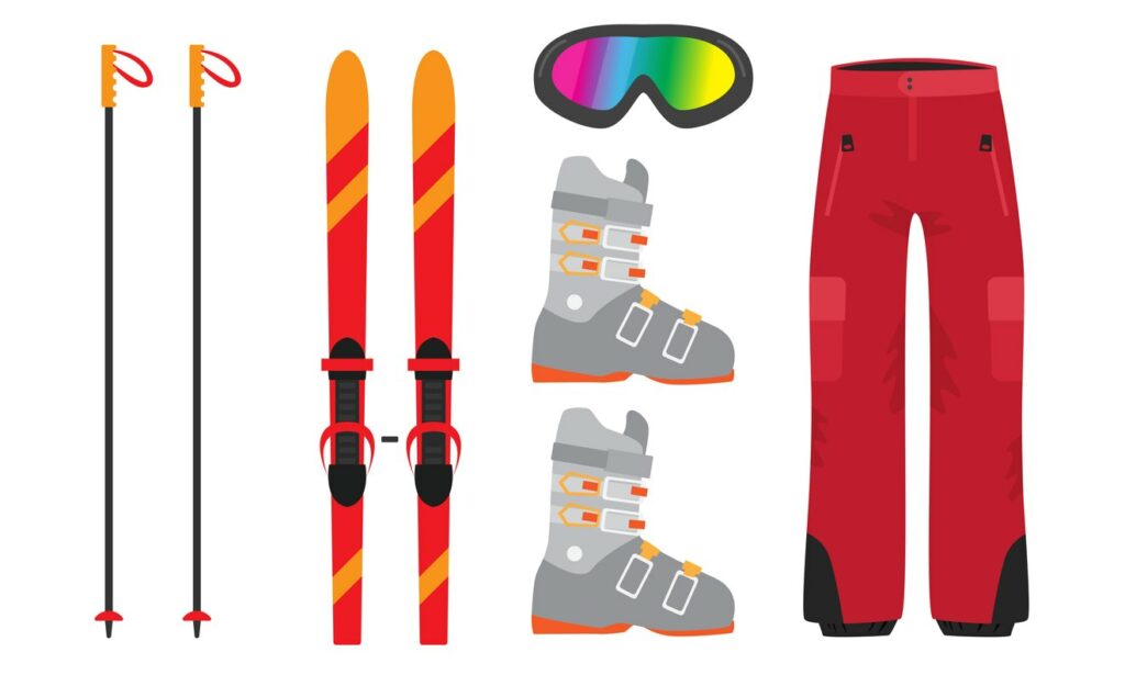 Computer art of a set of ski equipment