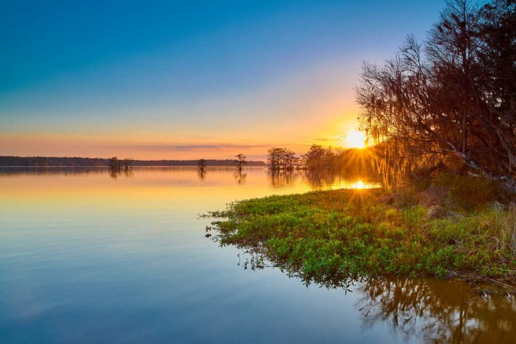 The sun sets at Lake Talquin State Park near Tallahassee, FL.